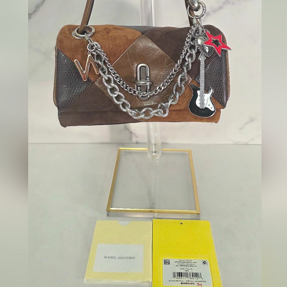 Marc Jacobs : Brown Patchwork Suede Silver Chains… - image 9